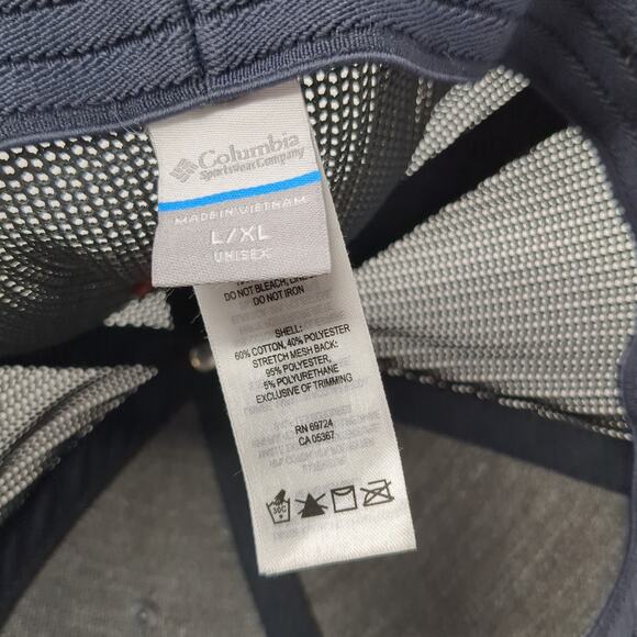 American Flag Fitted Trucker Hat Gray XL Adjustable Mesh Back 6 Panel Columbia - Picture 9 of 9